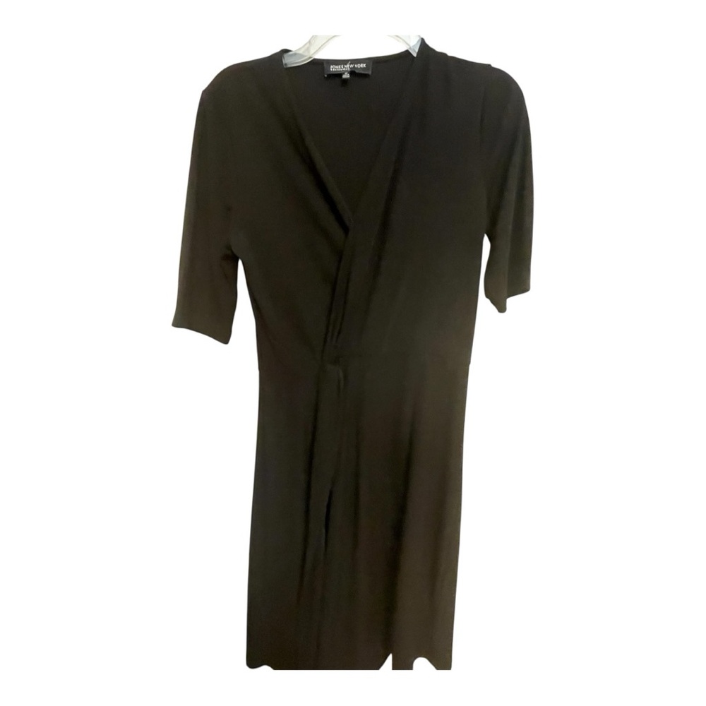 Jones New York Black Midi Dress V-Neck